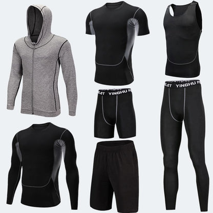 Running Workout Clothes Men 7pcs Compression Basketball Games Jogging Tights Set