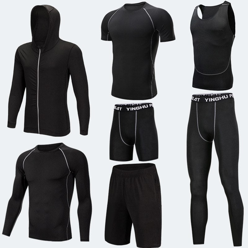 Running Workout Clothes Men 7pcs Compression Basketball Games Jogging Tights Set