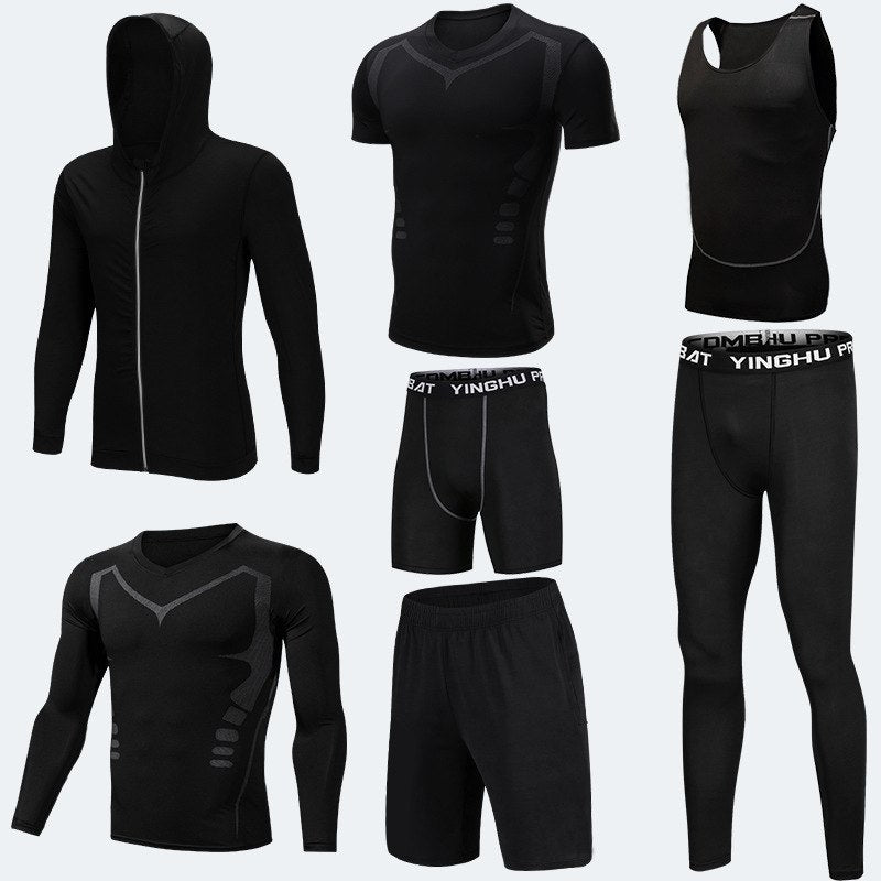 Running Workout Clothes Men 7pcs Compression Basketball Games Jogging Tights Set