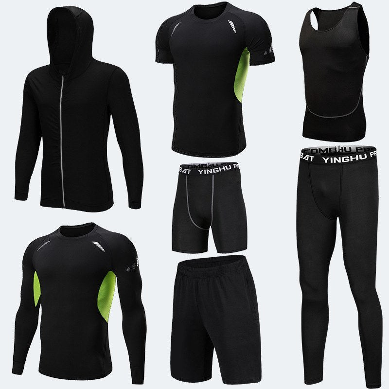 Running Workout Clothes Men 7pcs Compression Basketball Games Jogging Tights Set