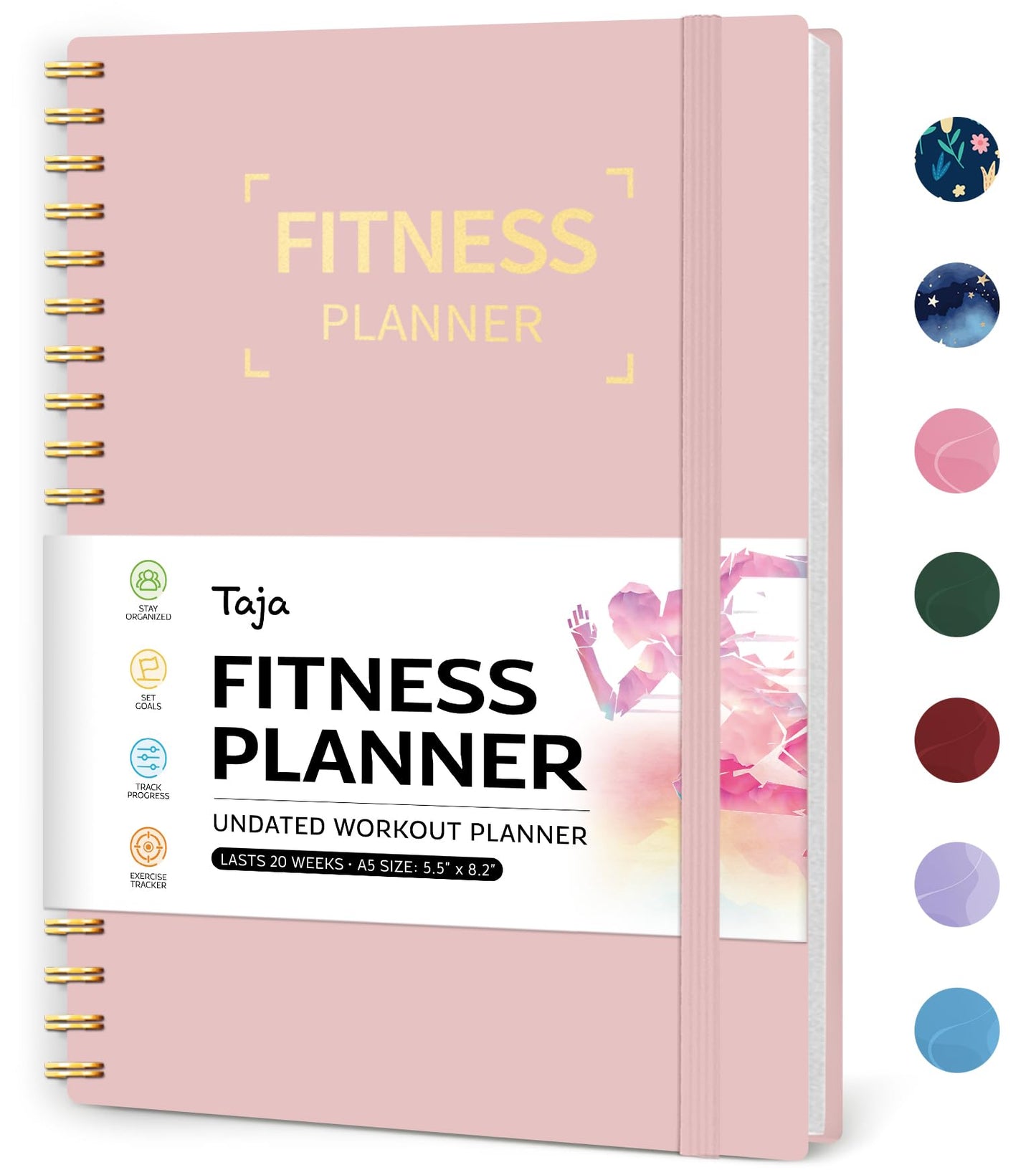 Fitness Workout Journal for Women & Men, A5(5.5" x 8.2") Workout Log Book Planner for Tracking, Progress, and Achieving Your Wellness Goals-Pink