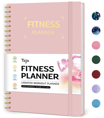 Fitness Workout Journal for Women & Men, A5(5.5" x 8.2") Workout Log Book Planner for Tracking, Progress, and Achieving Your Wellness Goals-Pink