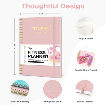 Fitness Workout Journal for Women & Men, A5(5.5" x 8.2") Workout Log Book Planner for Tracking, Progress, and Achieving Your Wellness Goals-Pink