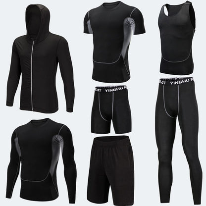 Running Workout Clothes Men 7pcs Compression Basketball Games Jogging Tights Set