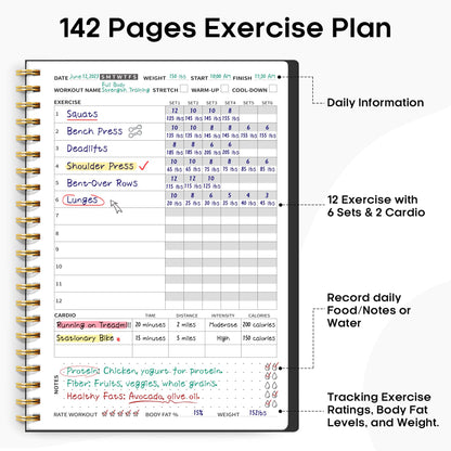 Fitness Workout Journal for Women & Men, A5(5.5" x 8.2") Workout Log Book Planner for Tracking, Progress, and Achieving Your Wellness Goals-Pink