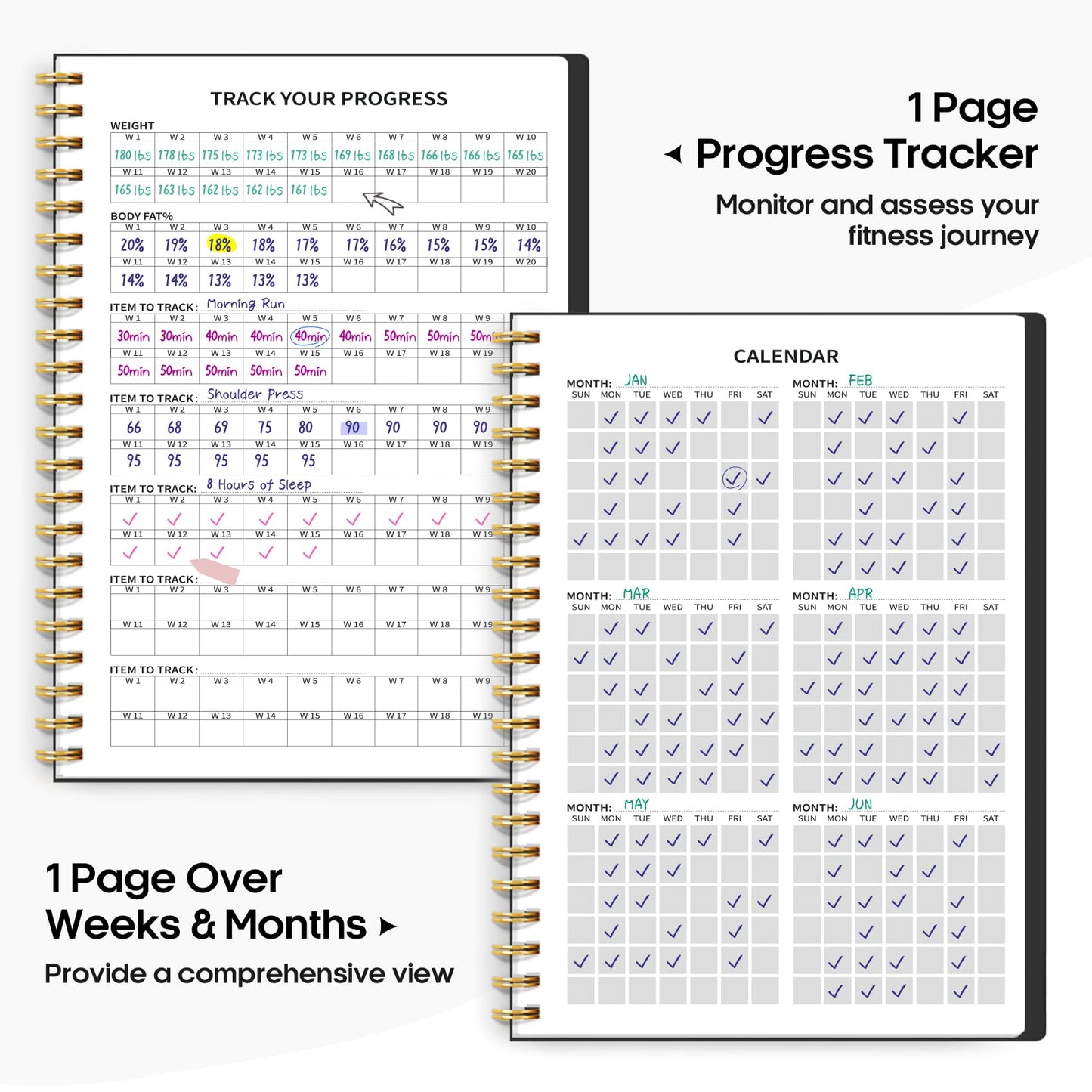 Fitness Workout Journal for Women & Men, A5(5.5" x 8.2") Workout Log Book Planner for Tracking, Progress, and Achieving Your Wellness Goals-Pink