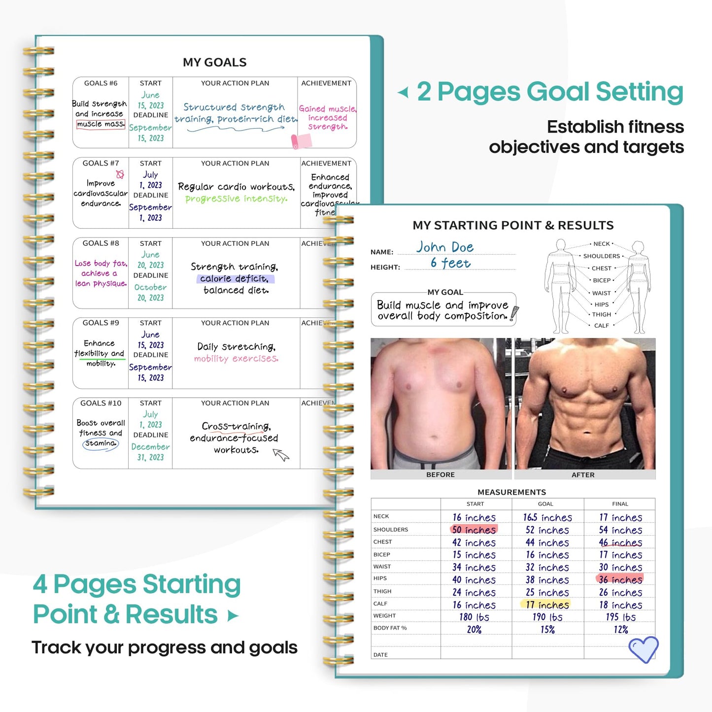 Fitness Workout Journal for Women & Men, A5(5.5" x 8.2") Workout Log Book Planner for Tracking, Progress, and Achieving Your Wellness Goals-Pink