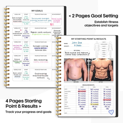 Fitness Workout Journal for Women & Men, A5(5.5" x 8.2") Workout Log Book Planner for Tracking, Progress, and Achieving Your Wellness Goals-Pink